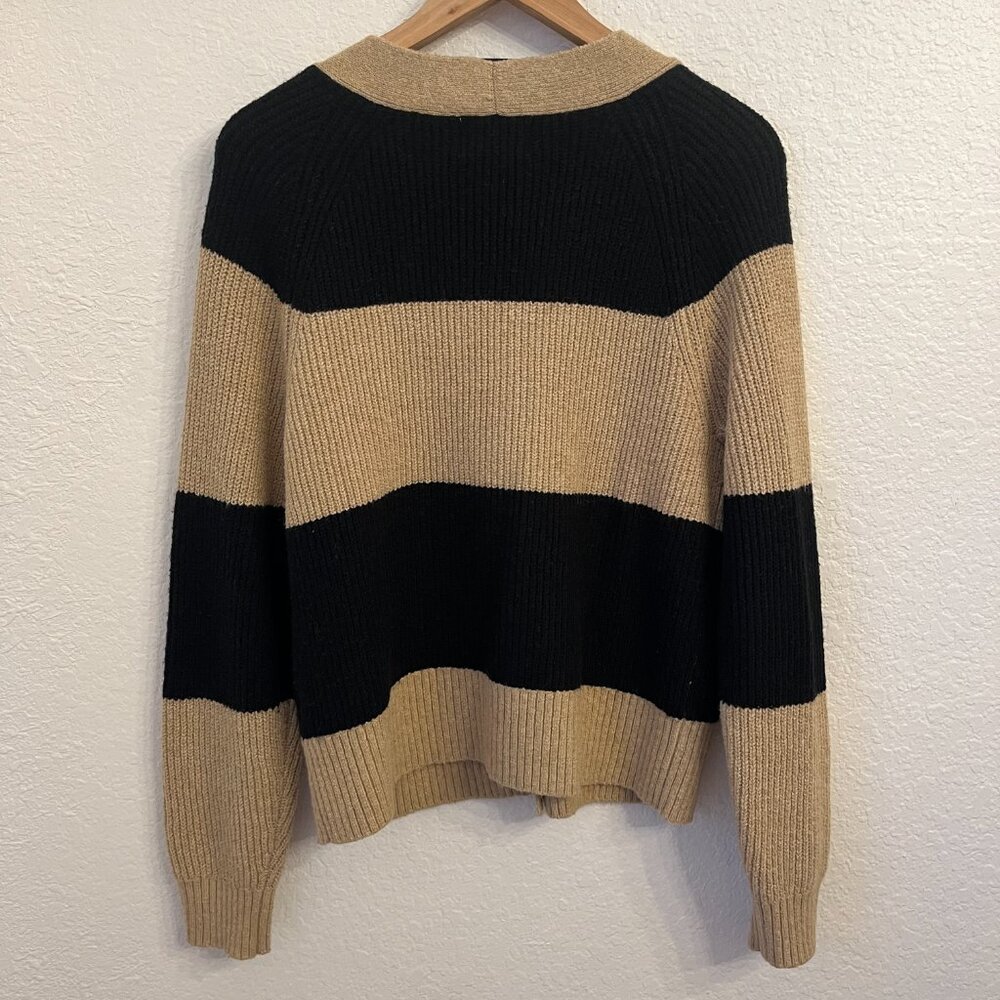 Old Navy Chunky Striped Boyfriend Cardigan S Black Tan Cotton Blend - Picture 5 of 7
